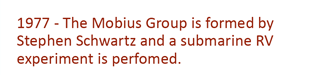 1977 - The Mobius Group is formed by Stephan Schwartz and a submarine remote viewing experiemnt is performed.