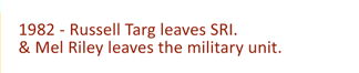 1982 - Russell Targ leaves SRI & Mel Riley leaves the military RV unit.